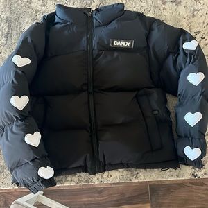 Heart on my sleeve puffer jacket.